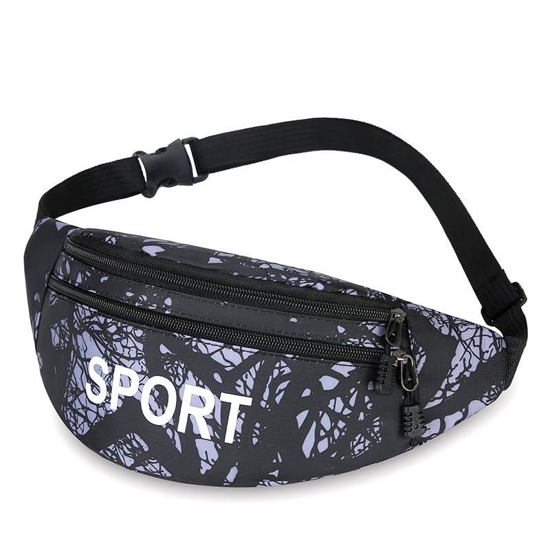 ZSKunity New Men's Large Capacity Waist Bag, Sports Running Portable Chest Bag, Unisex Phone Crossbody Shoulder Bag (Black)