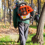 ZTGD Backpack Gas Powered Leaf Blower, 52CC 550CFM 3HP 2 Stroke Grass Lawn Blower Air Cooling Gasoline Backpack Grass Blower with Air - Cooled, Snow Blower for Outdoor (550CFM 52CC)