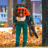 ZTGD Backpack Gas Powered Leaf Blower, 52CC 550CFM 3HP 2 Stroke Grass Lawn Blower Air Cooling Gasoline Backpack Grass Blower with Air - Cooled, Snow Blower for Outdoor (550CFM 52CC)