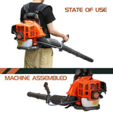 ZTGD Backpack Gas Powered Leaf Blower, 52CC 550CFM 3HP 2 Stroke Grass Lawn Blower Air Cooling Gasoline Backpack Grass Blower with Air - Cooled, Snow Blower for Outdoor (550CFM 52CC)