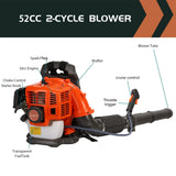 ZTGD Backpack Gas Powered Leaf Blower, 52CC 550CFM 3HP 2 Stroke Grass Lawn Blower Air Cooling Gasoline Backpack Grass Blower with Air - Cooled, Snow Blower for Outdoor (550CFM 52CC)