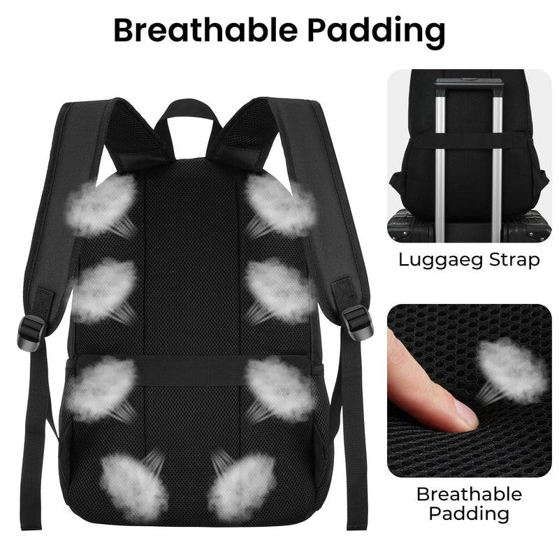 ZUBOND Unisex Black Backpack for School, Lightweight Boys Girls Backpack Fits 15.6 Inch Notebook, Water Bottle Pocket - Ideal for Teens, College Students, Adults