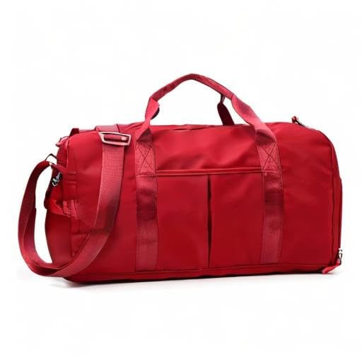 ZUEVI Sports Gym Duffel Bag for Men or Women Waterproof Weekender Travel Bag with Shoes Compartment Dry and Wet Separation for Training Swim Yoga(RED)