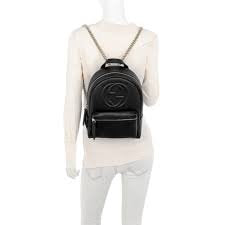 Gucci Soho Black Backpack Calf Leather Backpack Ladies Bag Italy New - backpacks4less.com