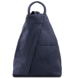 Tuscany Leather Shanghai Leather backpack Dark Blue - backpacks4less.com