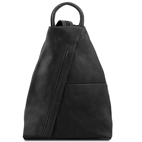 Tuscany Leather Shanghai Leather backpack Black - backpacks4less.com
