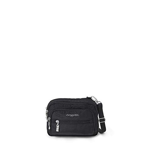 Baggallini unisex adult Triple Zip Bagg cross body handbags, Black, One Size US - backpacks4less.com