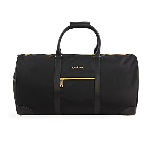 BEBE Women's Whitney Duffel Bag, Black Gold –