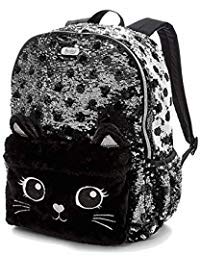 Justice Black Cat Flip Sequin Backpack - backpacks4less.com