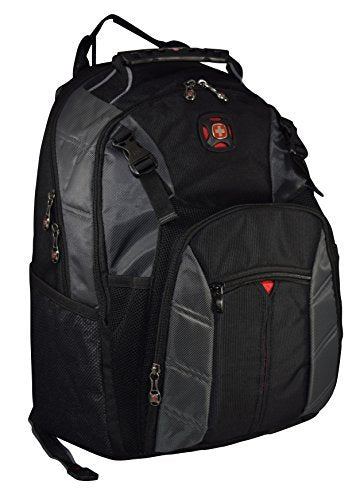 SwissGear The Sherpa 15.6" Padded Laptop Backpack/School Travel Bag (Black-Charcoal) - backpacks4less.com