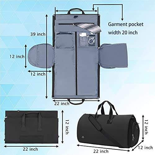 BUG Garment Bags, Convertible Garment Bag with Shoulder Strap, Shoes Compartment, Carry on Travel Suit Bags, 2 in 1 Garment Duffle Bag for Men Women Weekender Bag (Extra Large Dark Black) - backpacks4less.com