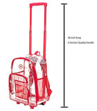 Rolling Clear Backpack Heavy Duty Bookbag See-thru Workbag Travel Daypack Transparent School Luggage with Wheels Red - backpacks4less.com