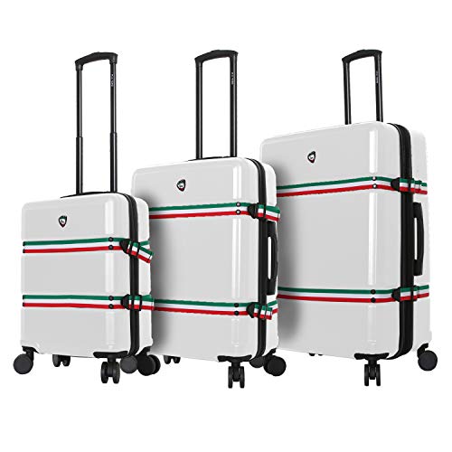 Mia Toro Italy Nastro Hard Side Spinner Luggage 3 Piece Set, White, One Size