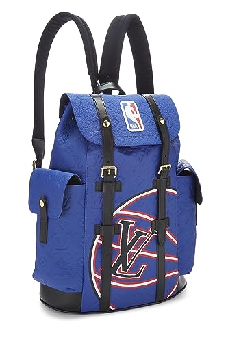 louis vuitton christopher damier graphiteblue backpack Louis Vuitton, Pre-Loved Blue Taurillon NBA Christopher Backpack MM, Blue