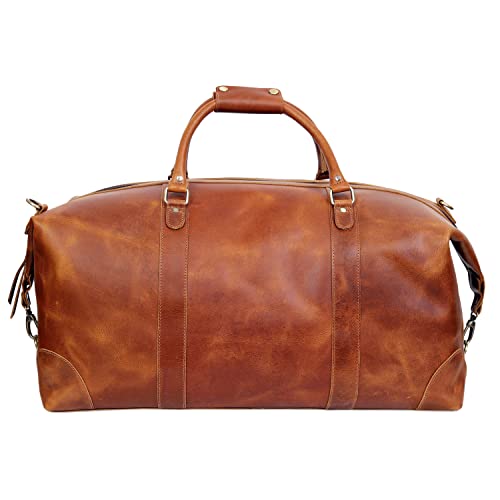 24" Leather Buffalo Travel Case Duffel Luggage Bag, Gym Travel Tote Duffel, Overnight Weekender - backpacks4less.com