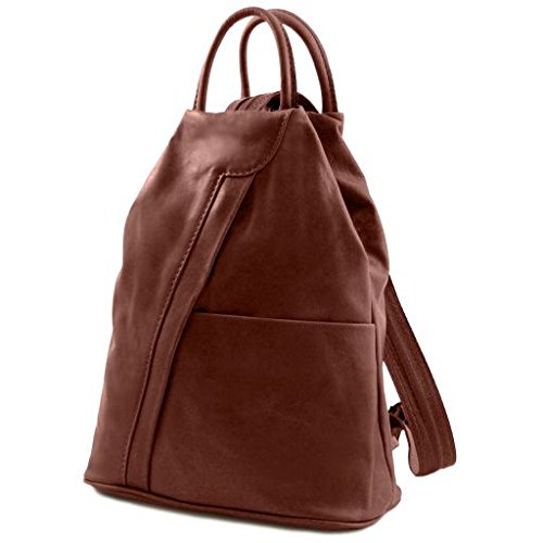 Tuscany Leather Shanghai Leather backpack Brown - backpacks4less.com