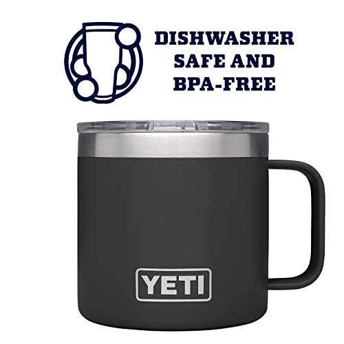 YETI Rambler 14 oz Mug, Vacuum Insulated, Stainless Steel with MagSlider Lid, Black - backpacks4less.com