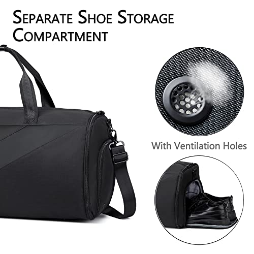 Garment Bags for Travel,Carry on Suit Bags for Men Travel,Garment Bag with Shoe Compartment,2 in 1 Waterproof Convertible Garment Bag with Shoulder Strap Black - backpacks4less.com