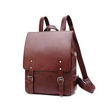 Zebella Vintage Faux Leather Backpack for Women Mens Vegan Leather Back Pack Travel Daypack College Bookbag-Coffee - backpacks4less.com