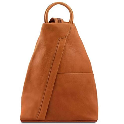 Tuscany Leather Shanghai Leather backpack Cognac - backpacks4less.com