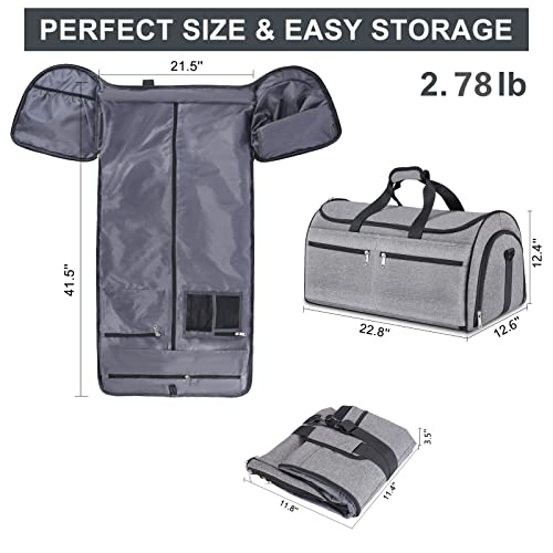2 in 1 Duffel Garment Bag Hanging Suit Travel Bag w/ Shoe Compartment &  Strap