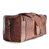 Leather duffle bags large 24 Inch Square Duffel Travel Gym Sports Overnight Weekender Leather Bag for men and women by KPL - backpacks4less.com