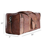 Leather duffle bags large 24 Inch Square Duffel Travel Gym Sports Overnight Weekender Leather Bag for men and women by KPL - backpacks4less.com