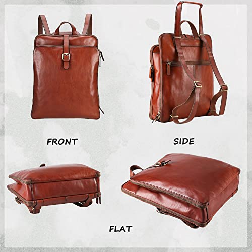 banuce leather backpack Banuce Full Grain Italian Leather Convertible Backpack Purse for Women Travel Laptop Backpack with luggage strap