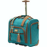 steve madden Designer Luggage Collection- 3 Piece Softside Expandable Lightweight Spinner Suitcases- Travel Set includes Under Seat Bag, 20-Inch Carry on & 28-Inch Checked Suitcase (Harlo Teal Blue)