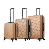 Mia Toro Italy Molded Art Hive Hard Side Spinner Luggage 3 Piece Set, Gold, One Size
