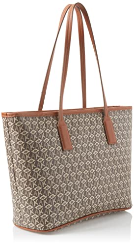 Anne Klein AK Cube Logo Tote, Cream-Brown/…