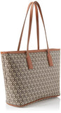 Anne Klein AK Cube Logo Tote, Cream-Brown/Saddle