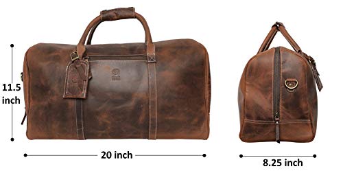 Leather Travel Duffel Bag - Airplane Underseat Carry on Bags, Brown, Size