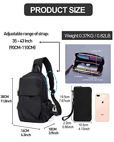 Small Black Sling Crossbody Backpack Shoulder Bag for Men Women, Waterproof  Lightweight One Strap Backpack Sling Bag Backpack for Hiking Walking