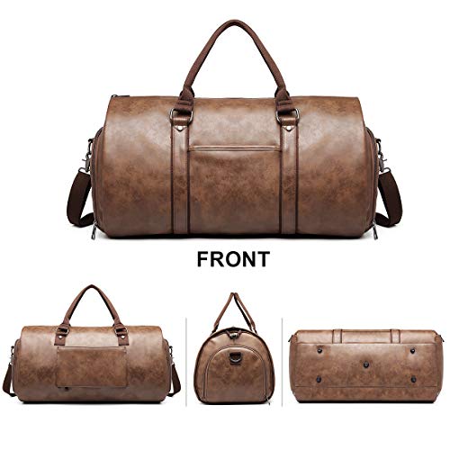 Carry on Garment Bags for Travel Leather Garment Duffle Bag Convertibl–