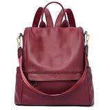 CLUCI Women Backpack Purse Fashion Leather Large Travel Bag Ladies Shoulder Bags Wine Red - backpacks4less.com