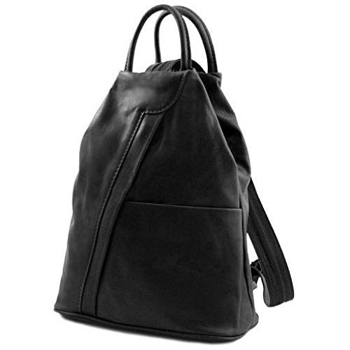 Tuscany Leather Shanghai Leather backpack Black - backpacks4less.com