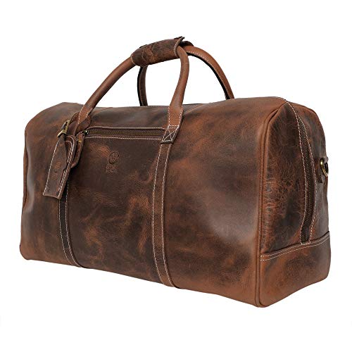 Handmade Leather Carry On Bag - Airplane Underseat Travel Duffel Bags By Rustic Town (Mulberry) - backpacks4less.com