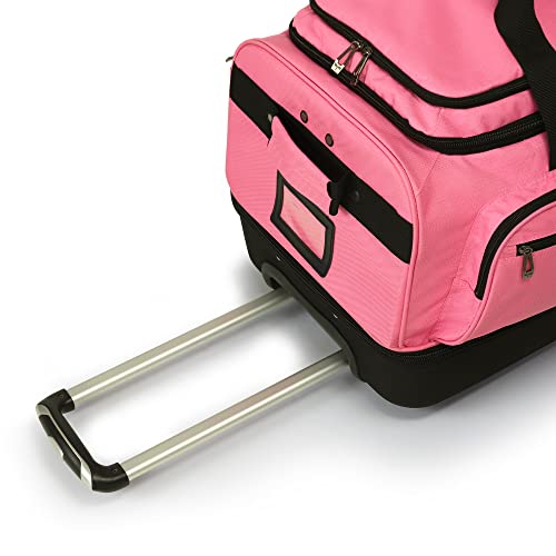 Travolution® – Newly Designed Garment Rack 28 inch Duffel with Wheels, Collapsible Lightweight Drop-Bottom Dance Costume Travel Luggage, Pink/Black… - backpacks4less.com
