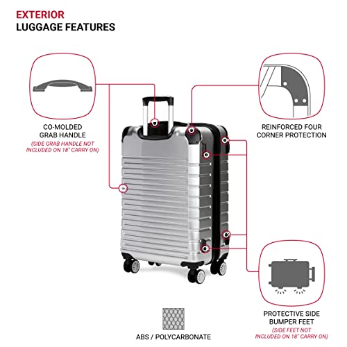 SWISSGEAR 7782 Expandable 3pc Hardside Luggage Set - Silver