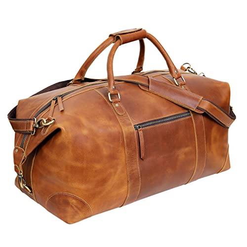  Large capacity Travel Duffel Bag for Women Men Lightweight  Weekender Bag Overnight Bag with Toiletry Bag Traveling Handbag for Gym  Holiday (Brown)