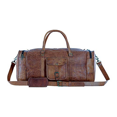 KPL 21 Inch Vintage Leather Duffel Travel Gym Sports Overnight Weekend Duffle Bags for men and women - backpacks4less.com
