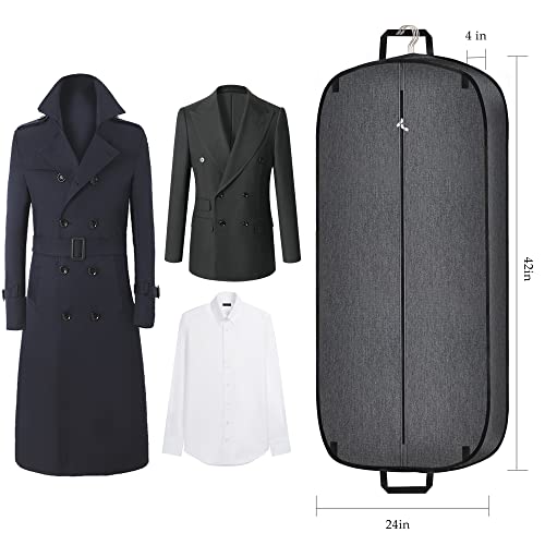 Limoomil Heavy Duty Waterproof Garment Bag for Travel, Tear Resistance Suit Bag for Men Travel for Suits, Tuxedos, Dresses, Coats, Uniform. 42 inch, Darkgrey - backpacks4less.com