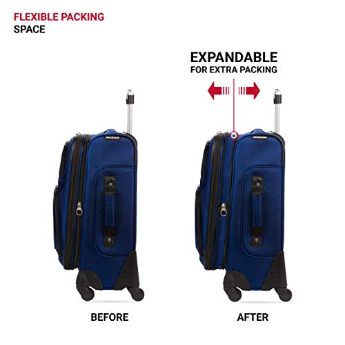 SwissGear Sion Softside Expandable Luggage, Blue, Carry-On 21-Inch, Sion Softside Luggage With Spinner Wheels SwissGear Sion Softside Expandable Luggage, Blue, Carry-On 21-Inch, Sion Softside Luggage With Spinner Wheels