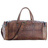 KPL 21 Inch Vintage Leather Duffel Travel Gym Sports Overnight Weekend Duffle Bags for men and women - backpacks4less.com