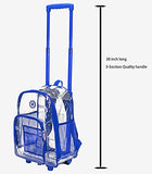 Rolling Clear Backpack Heavy Duty Bookbag See-thru Workbag Travel Daypack Transparent School Luggage with Wheels Royal Blue - backpacks4less.com