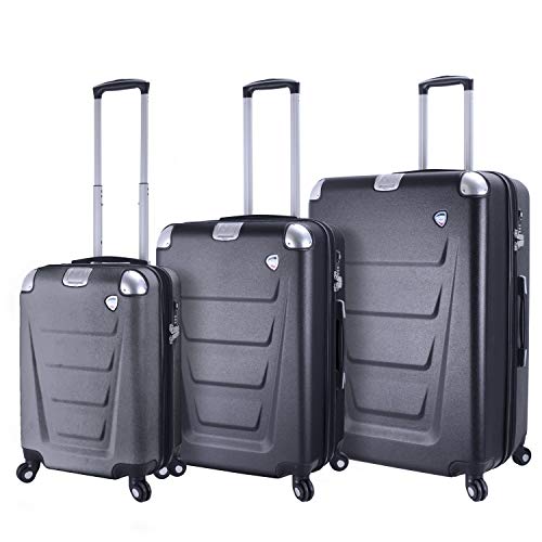 Mia Toro Italy Accadia Hardside Spinner Luggage 3 Piece Set, Titanium, One Size