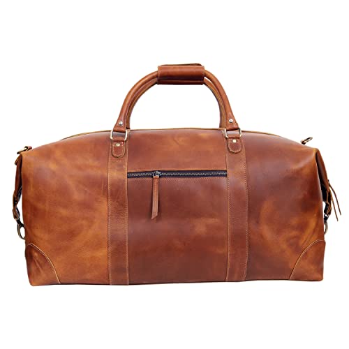 Leather 24 inch Duffel Bag With Shoe Compartment Travel Sports Overnig