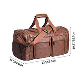 Leather Travel Bag with Shoe Pouch,Weekender Overnight Bag Waterproof Leather Large Carry On Bag Travel Tote Duffel Bag for Men or Women-Brown - backpacks4less.com