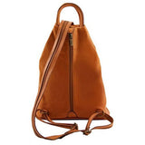 Tuscany Leather Shanghai Leather backpack Cognac - backpacks4less.com